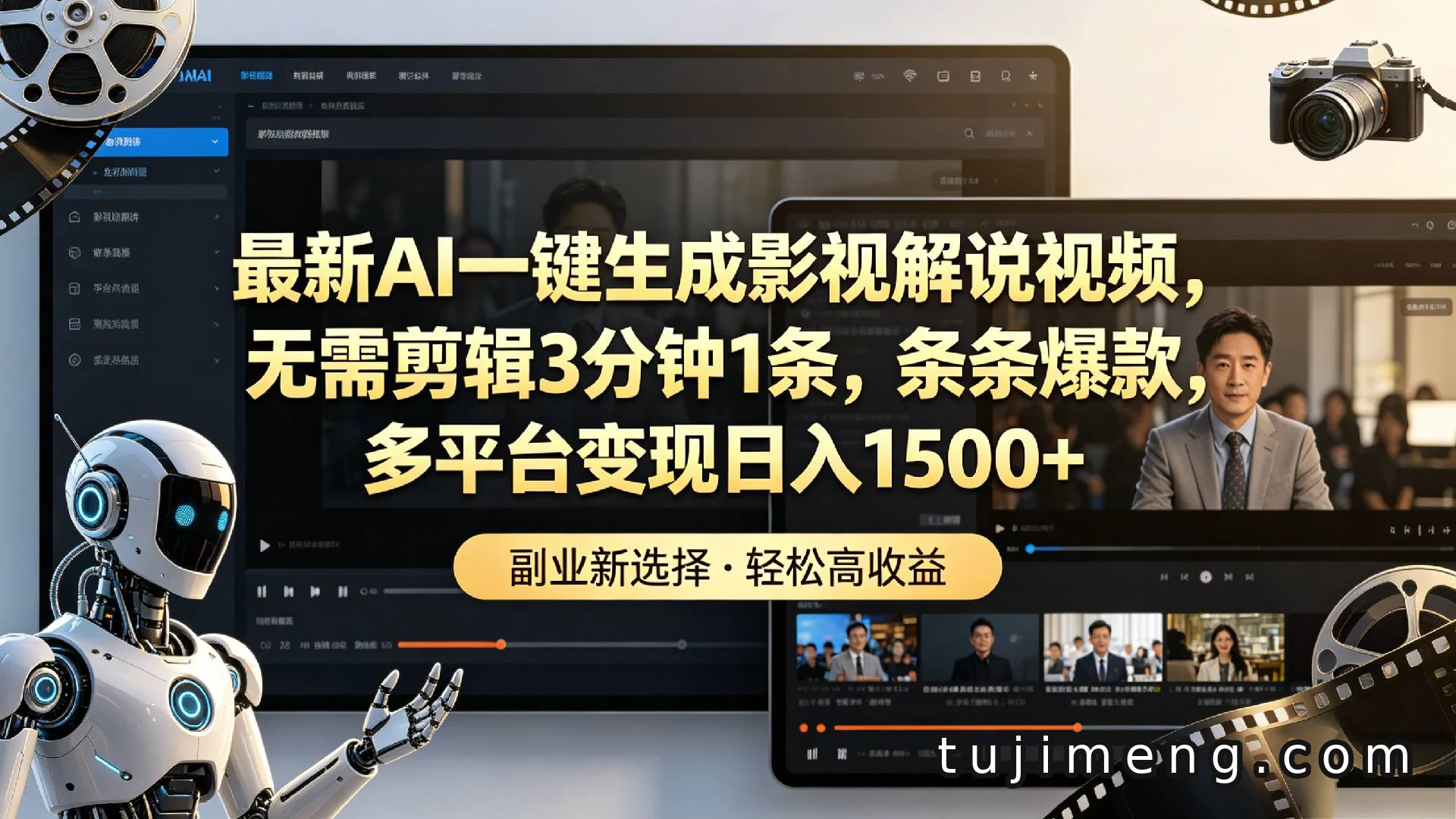 AI一键生成影视解说视频,不用剪辑也能多平台变现