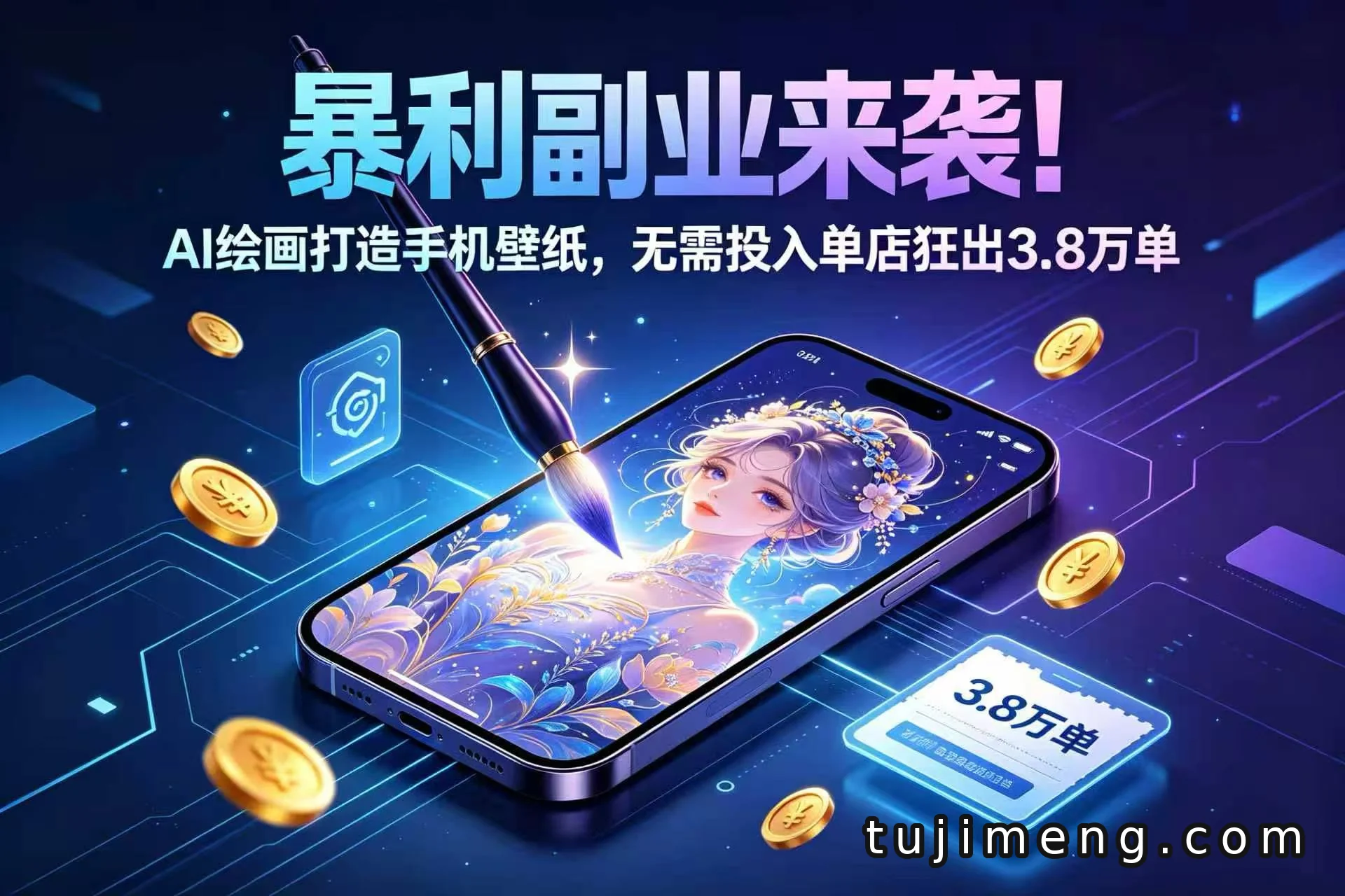 零成本AI壁纸副业:手机操作,单店3.8万单怎么玩