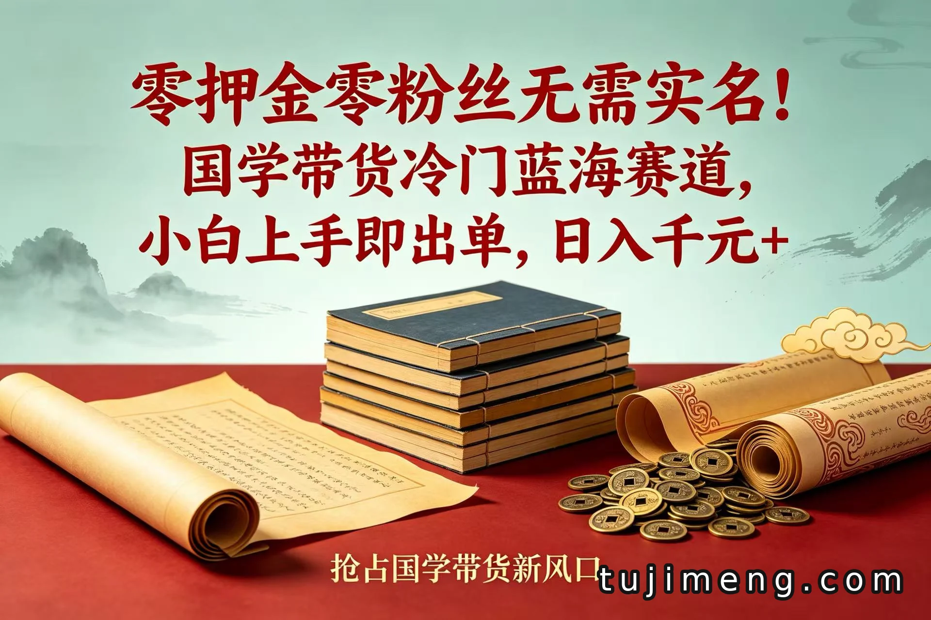 零押金零粉丝入局国学带货，新手当天见收益的冷门玩法