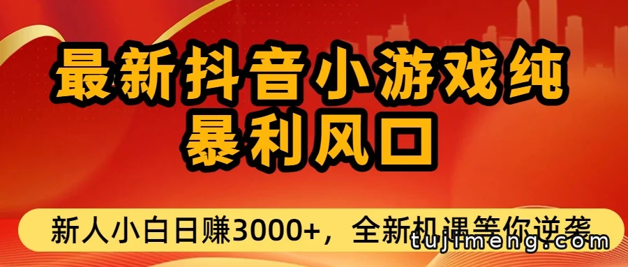 抖音小游戏副业风口,不花钱看广告真能日入3000?