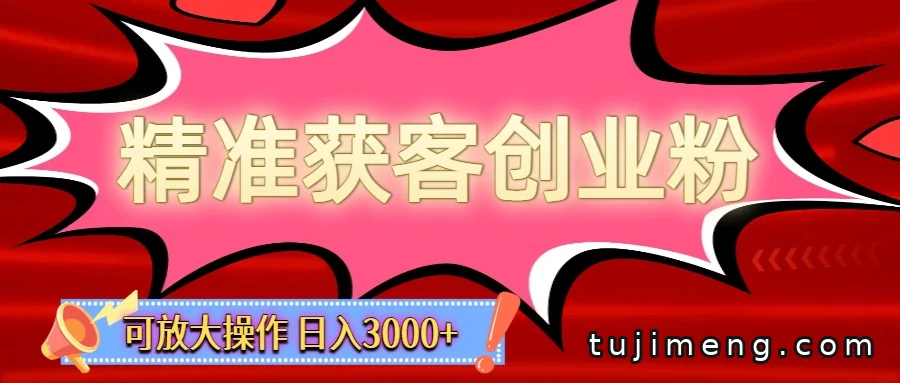 精准获客创业粉变现实操分享:简单可放大的副业项目拆解