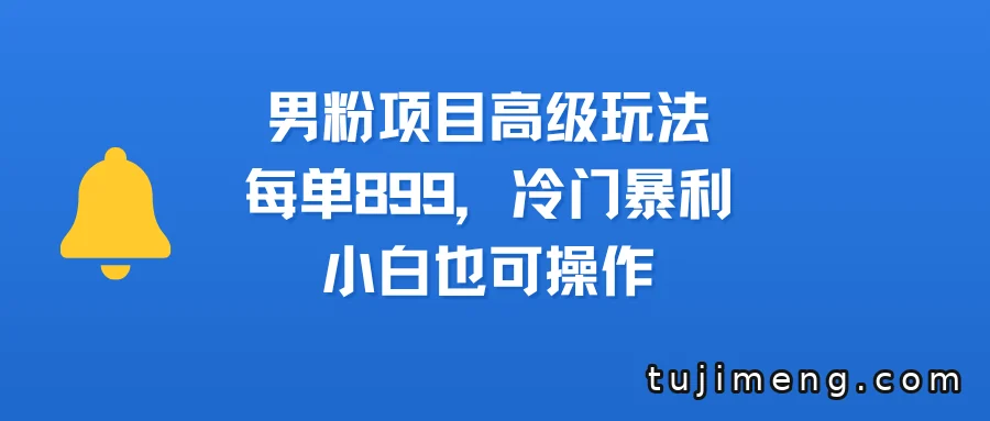男粉项目高级玩法:899一单的冷门思路和小白门槛